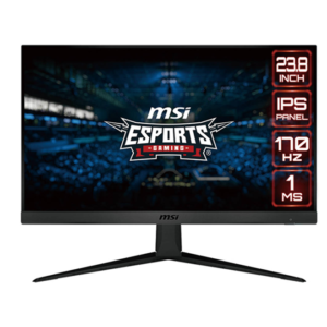 MSI G2412 Flat Gaming Monitor, 24" FHD 1920x1080 IPS Display, 170Hz Refresh Rate, 1ms (MPRT) Response Time, 16.7M Colors, FreeSync Premium, 2x HDMI, 1x DP | 9S6-3BA41T-097